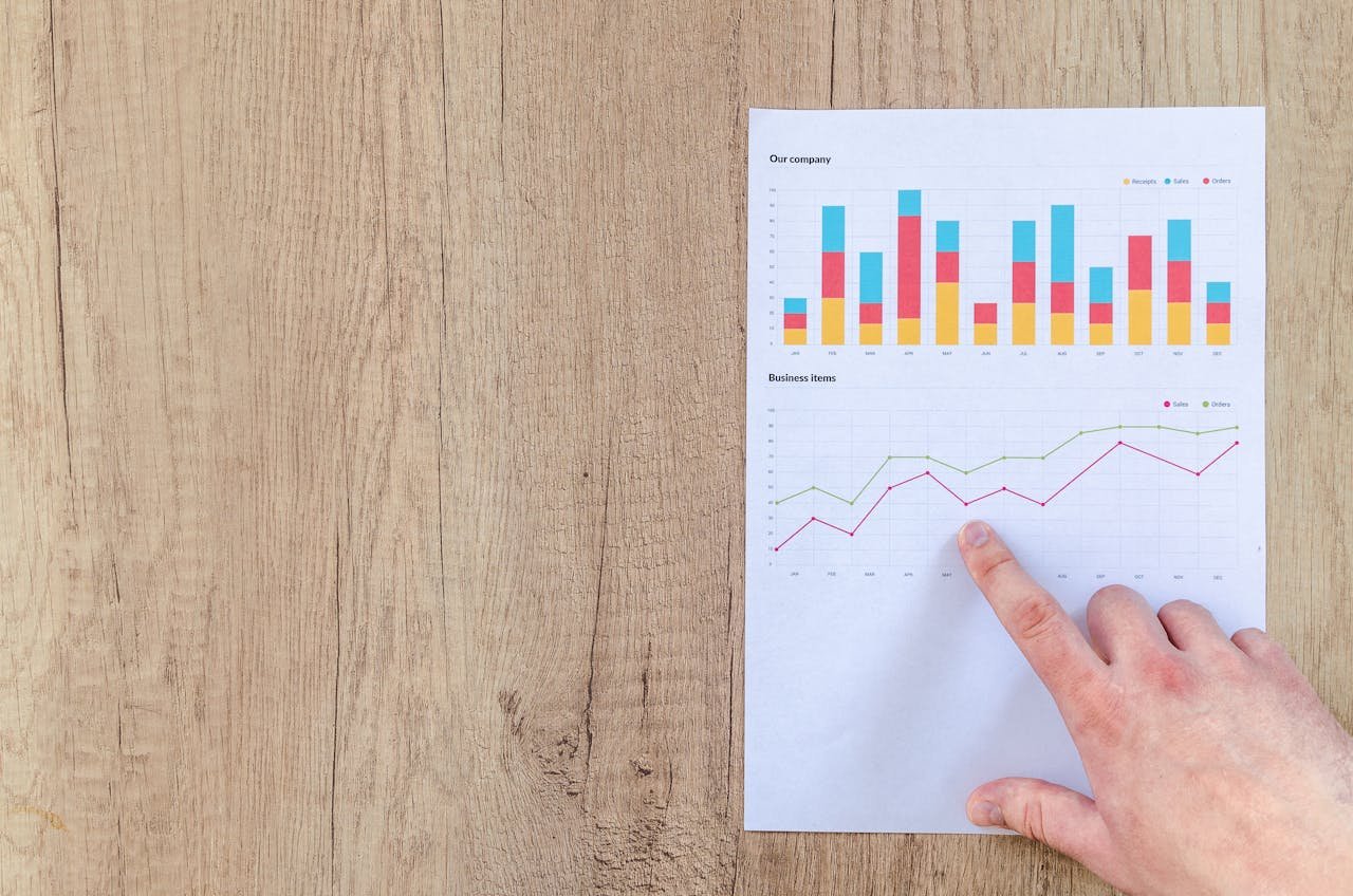 pexelsphoto590041 DommyRoss Digital Person Pointing Paper Line Graph
